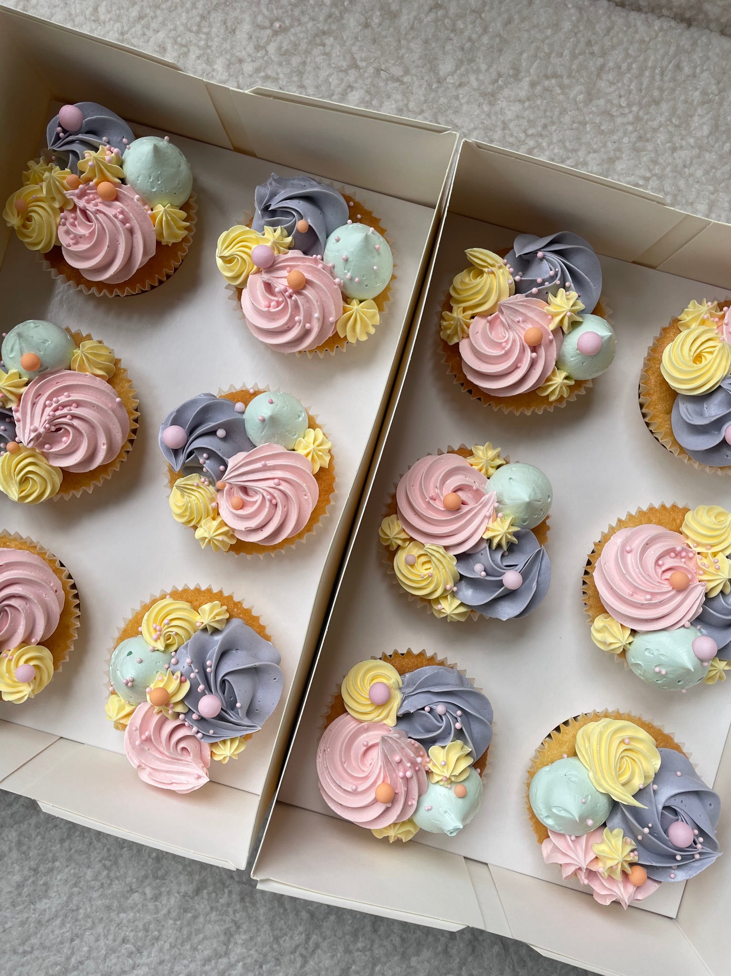 Colourful Piped Cupcakes